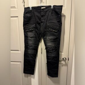 Smoke Rise Black distressed motto jeans(Big Men)